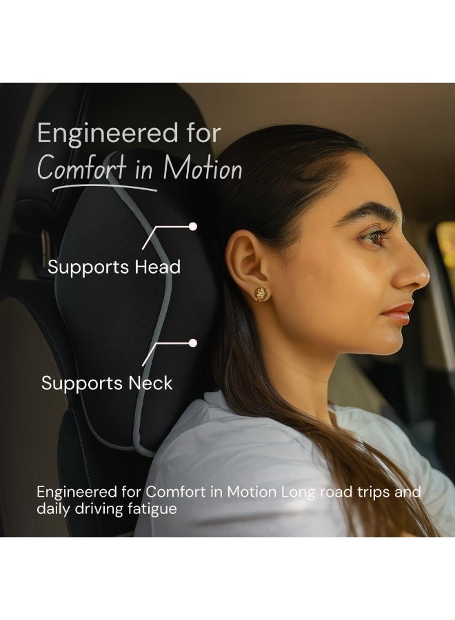 مسند رقبة طبي للسيارة - ميموري فوم لدعم الرأس والرقبة - مخدة مريحة لتحسين وضعية الجلوس في السيارة والمكتب - لون أسود أنيق - Image 2